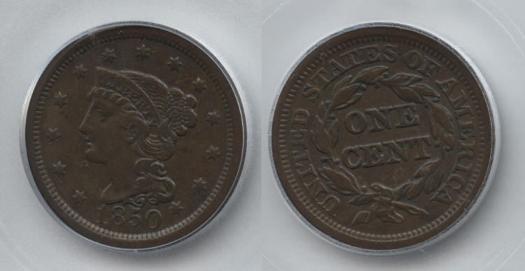 1850 Large Cent ICG VF-35 small