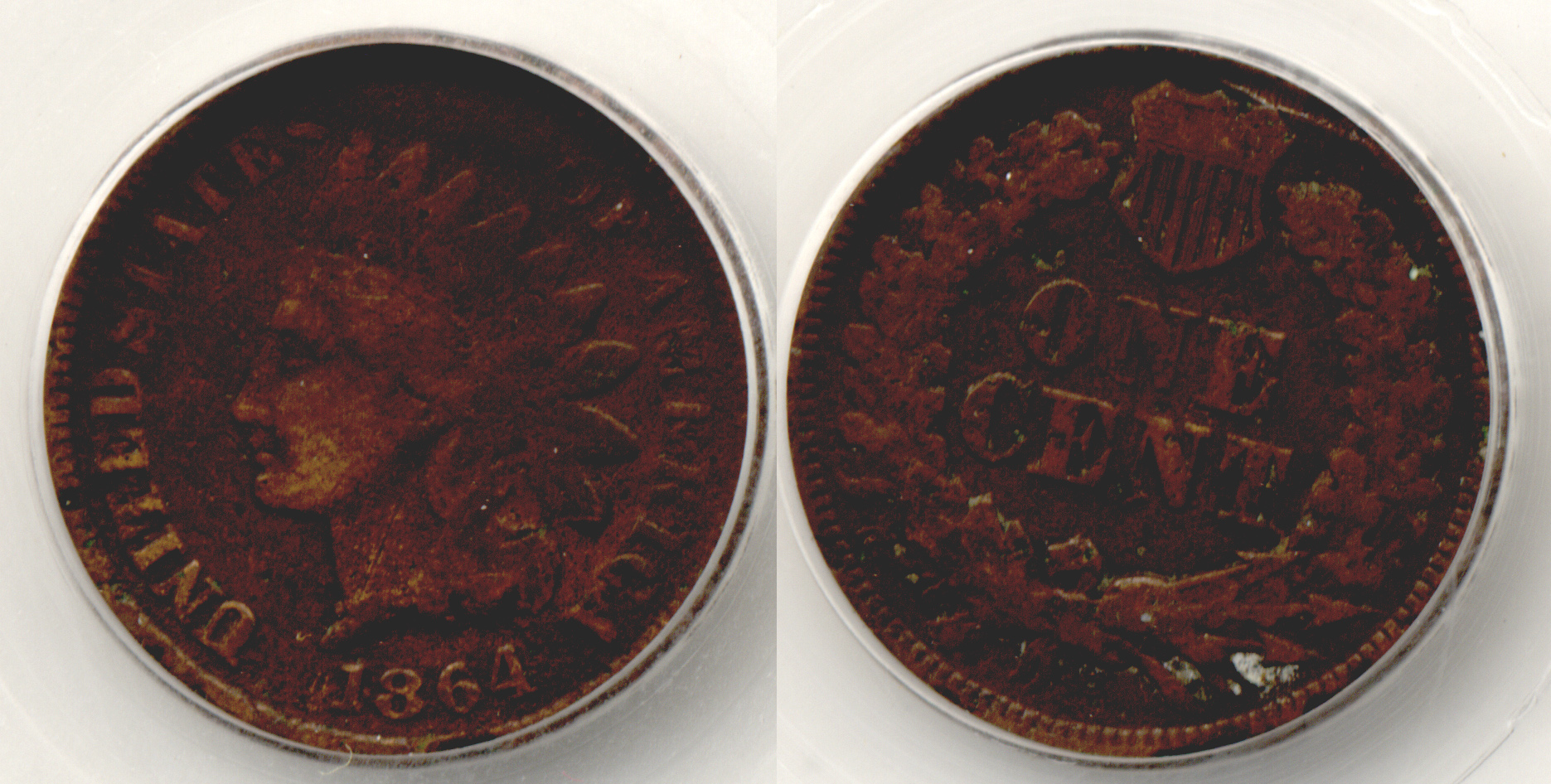 1864-L Indian Head Cent SEGS VG-8 Pitted