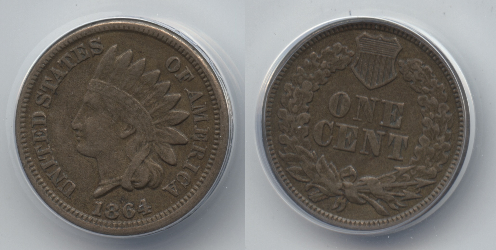 1864 Copper Nickel Indian Head Cent ANACS EF-40