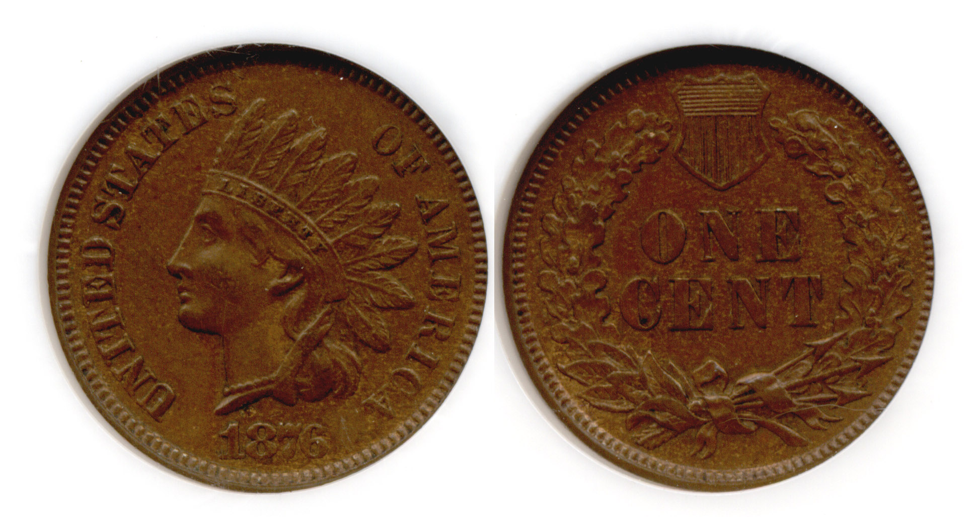 1876 Indian Head Cent NGC MS-63 Brown