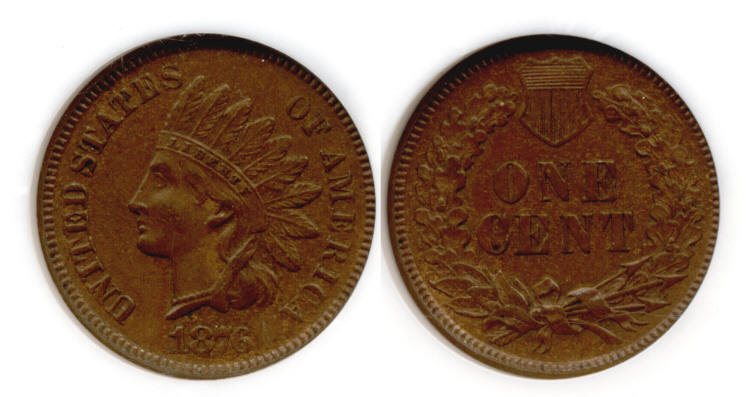1876 Indian Head Cent NGC MS-63 Brown small