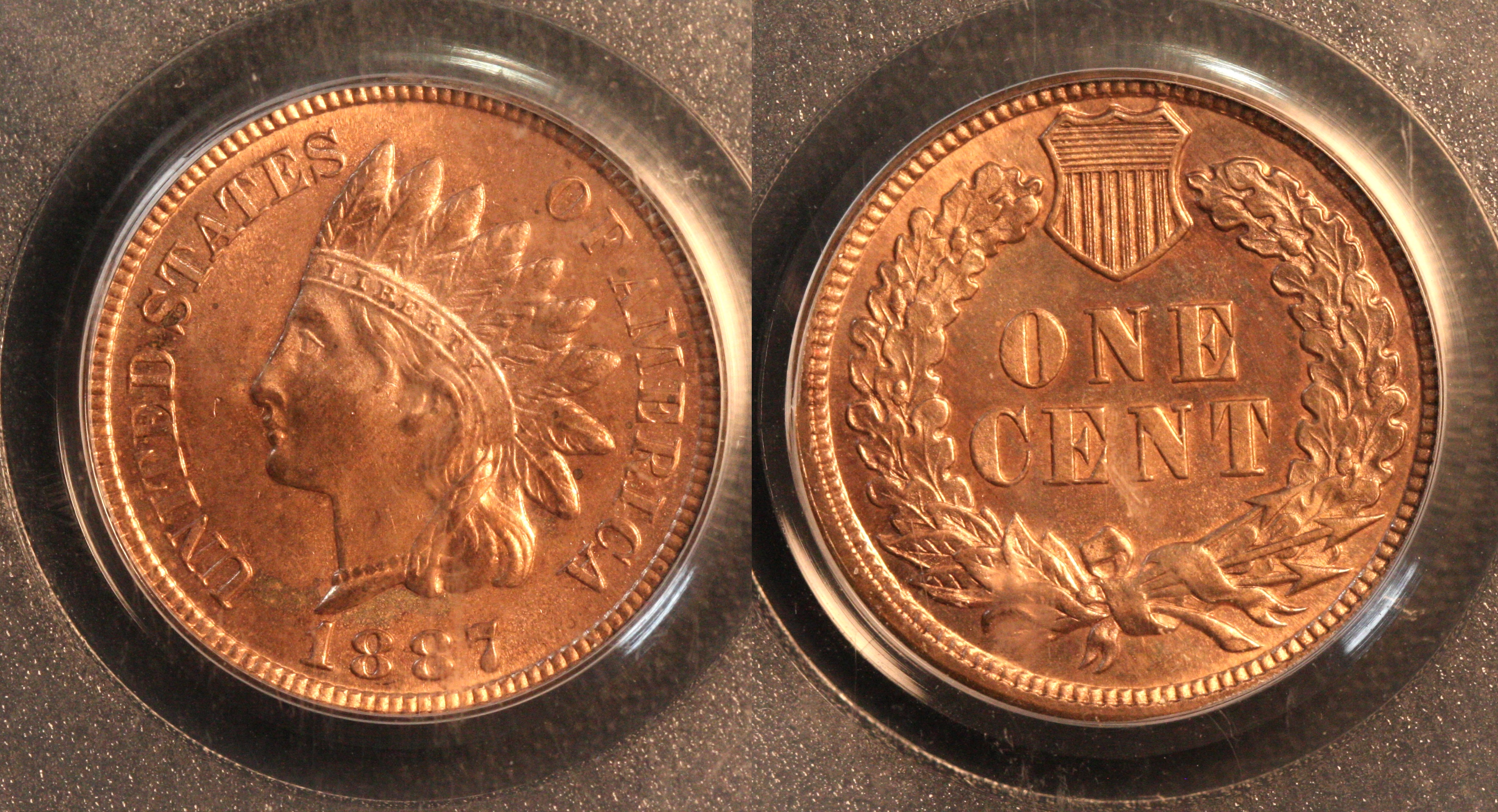 1887 Indian Head Cent PCGS Proof-64 Red camera