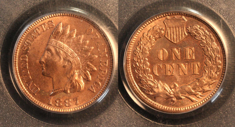 1887 Indian Head Cent PCGS Proof-64 Red camera small