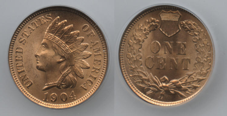 1904 Indian Head Cent ICG MS-65 Red small