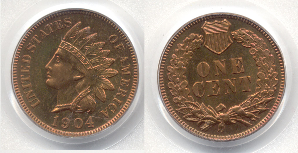 1904 Indian Head Cent PCGS Proof-65 Red