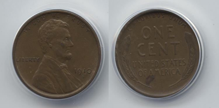 1910-S Lincoln Cent ANACS AU-50 small