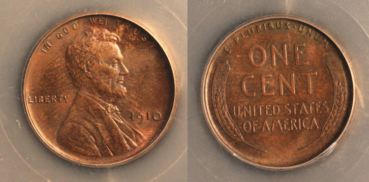 1910 Lincoln Cent SEGS MS-65 Brown camera small