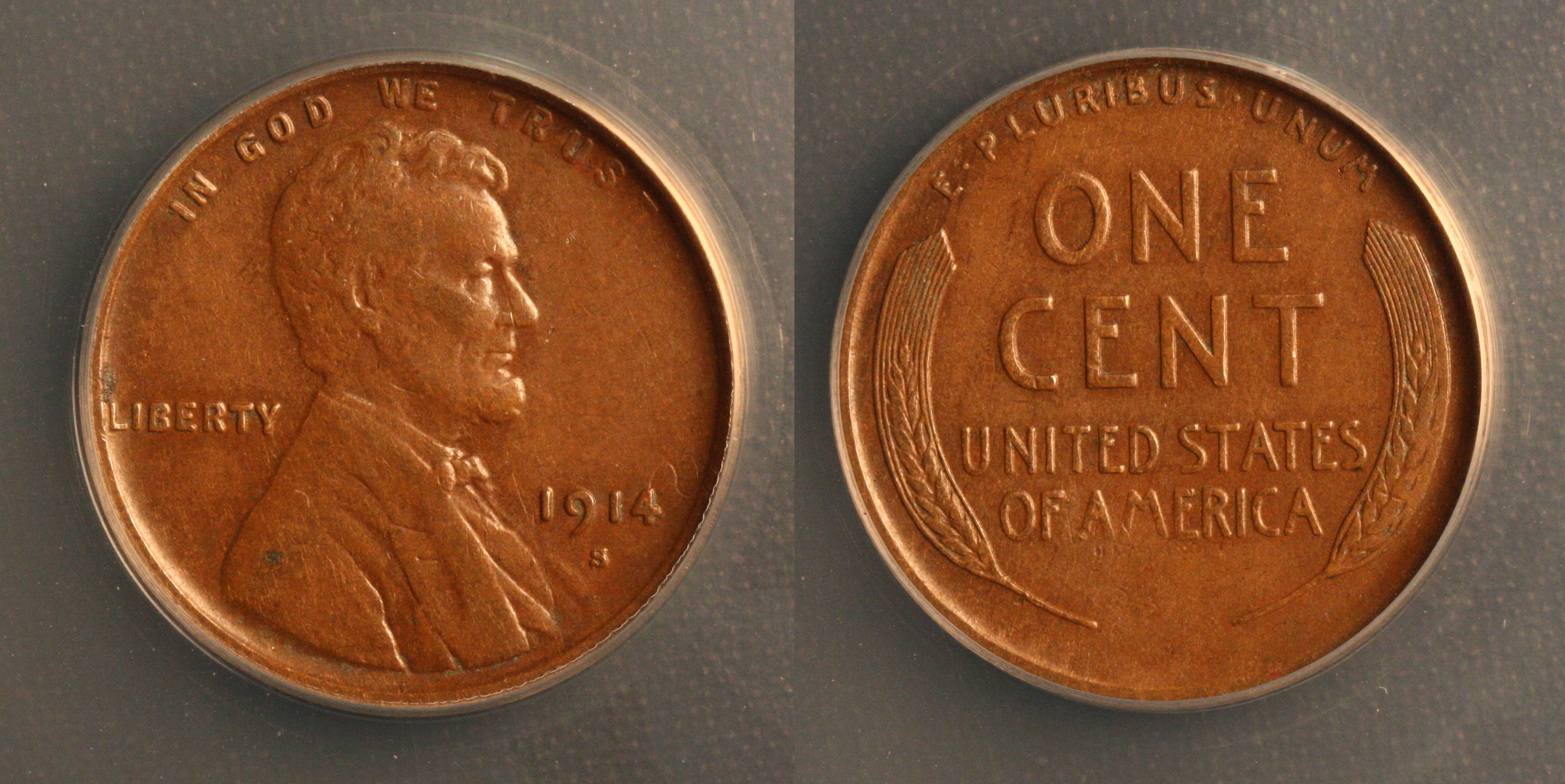 1914-S Lincoln Cent ANACS AU-50 camera