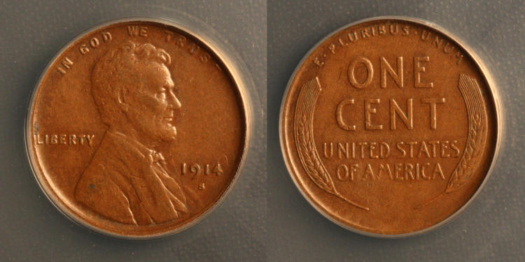 1914-S Lincoln Cent ANACS AU-50 camera small