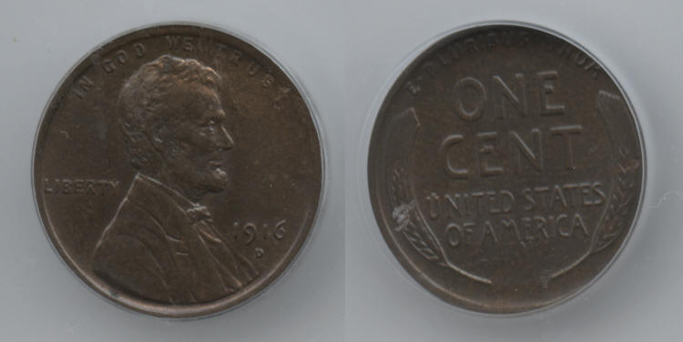 1916-D Lincoln Cent ICG MS-62 Brown small