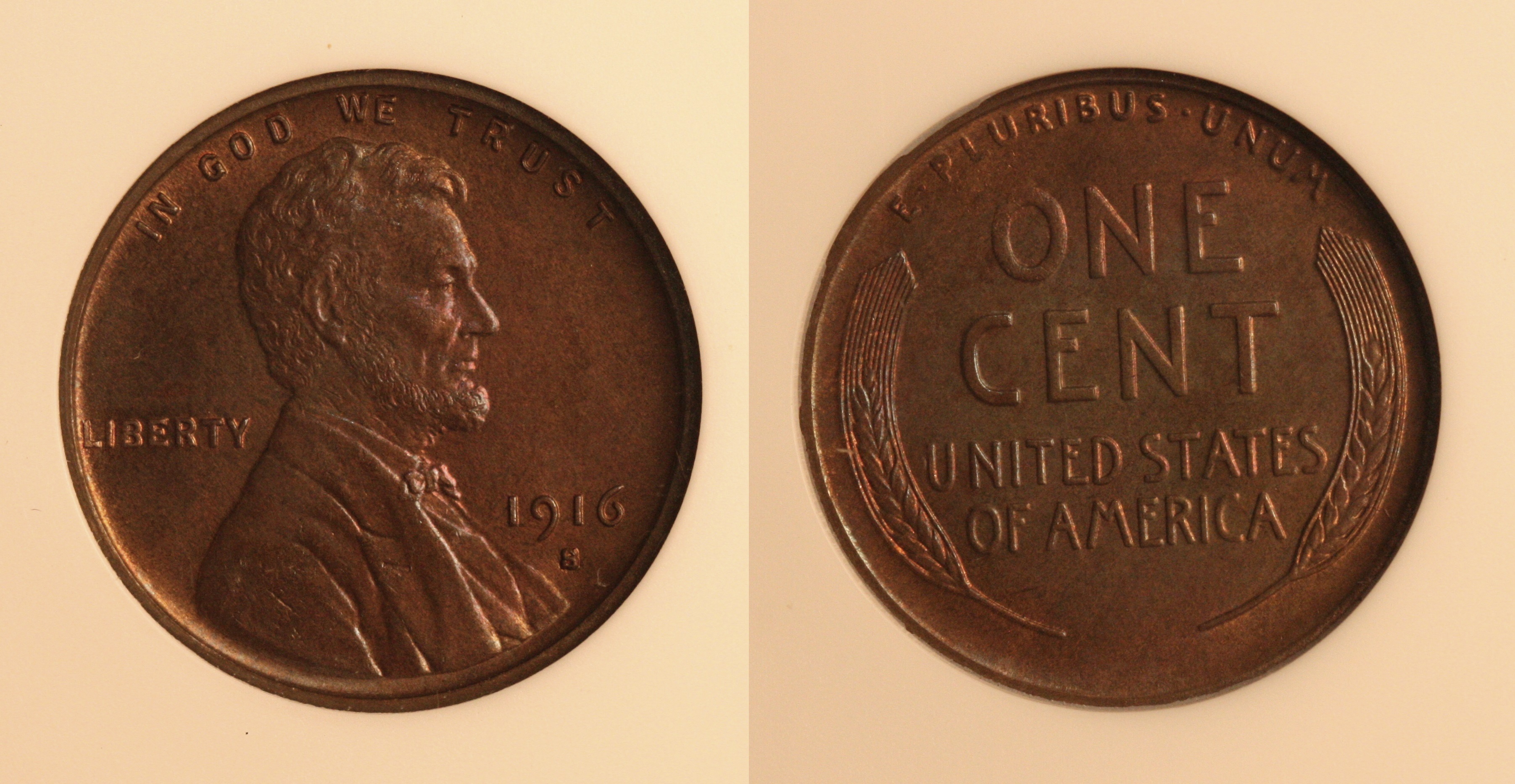 1916-S Lincoln Cent ANACS MS-65 Red and Brown camera