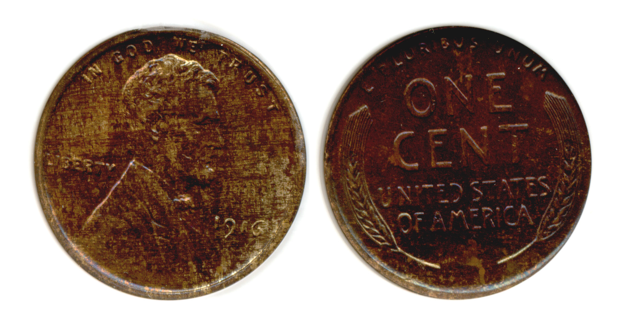 1916 Lincoln Cent in PCI MS-64 Red Brown