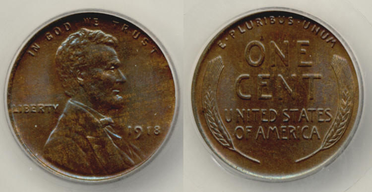 1918 Lincoln Cent SEGS MS-66 Brown small