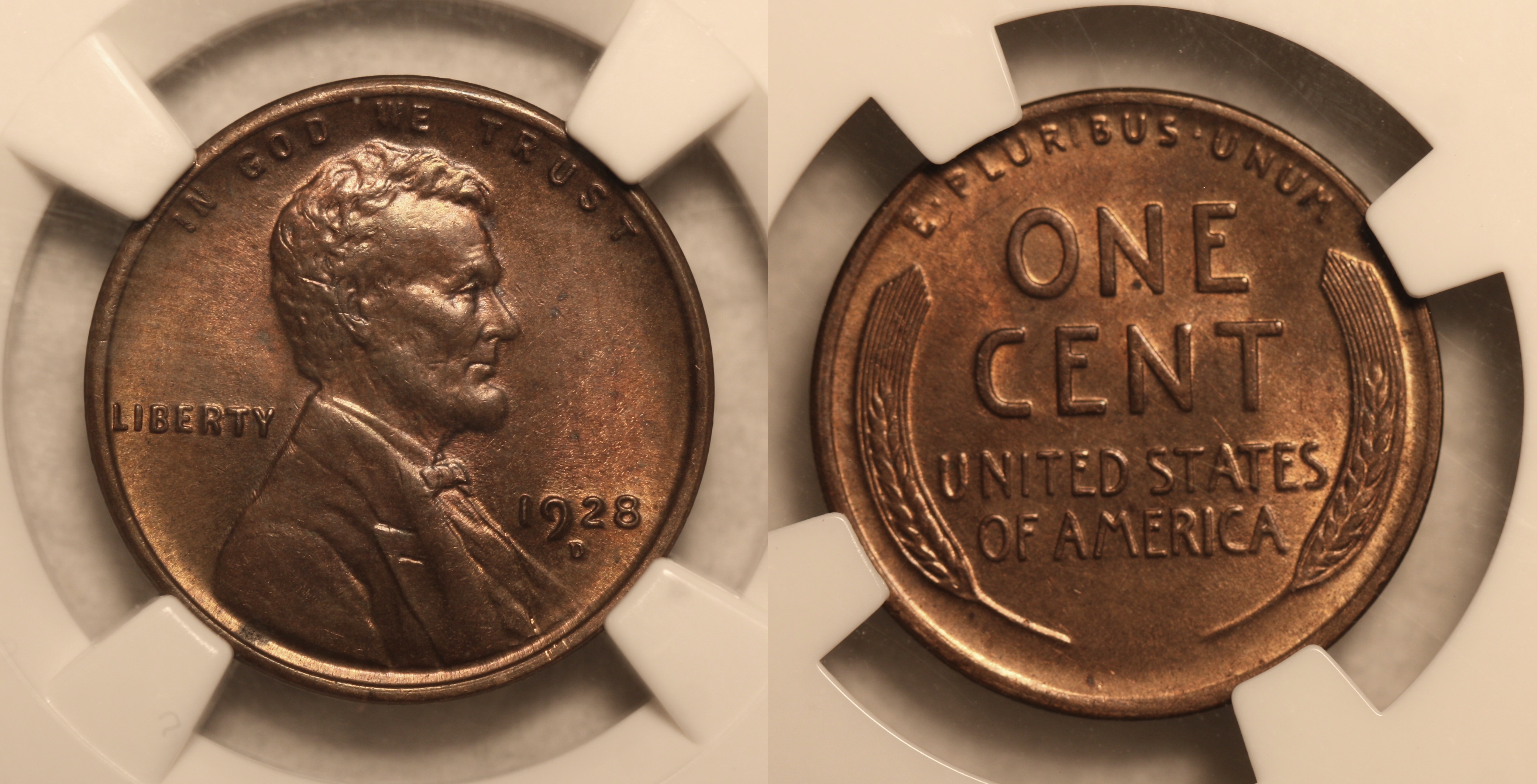 1928-D Lincoln Cent NGC MS-63 RB camera