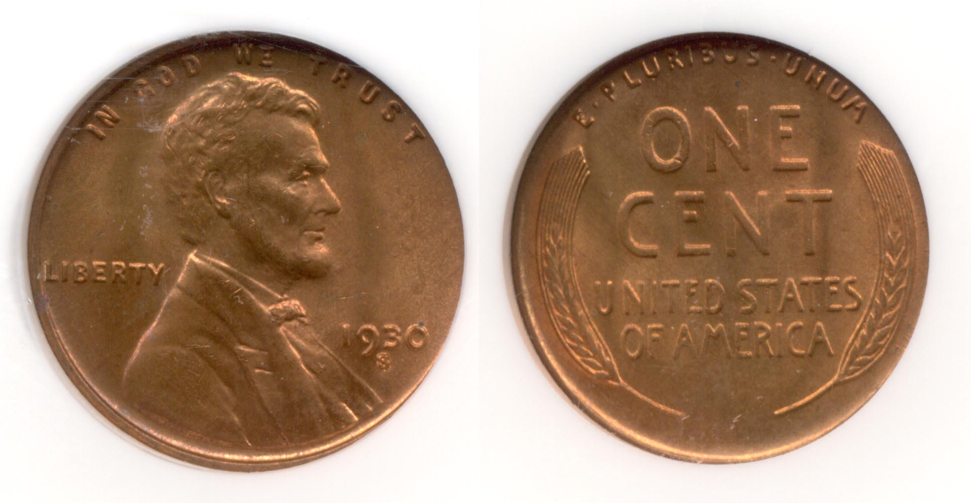 1930-S Lincoln Cent NGC MS-65 Red b