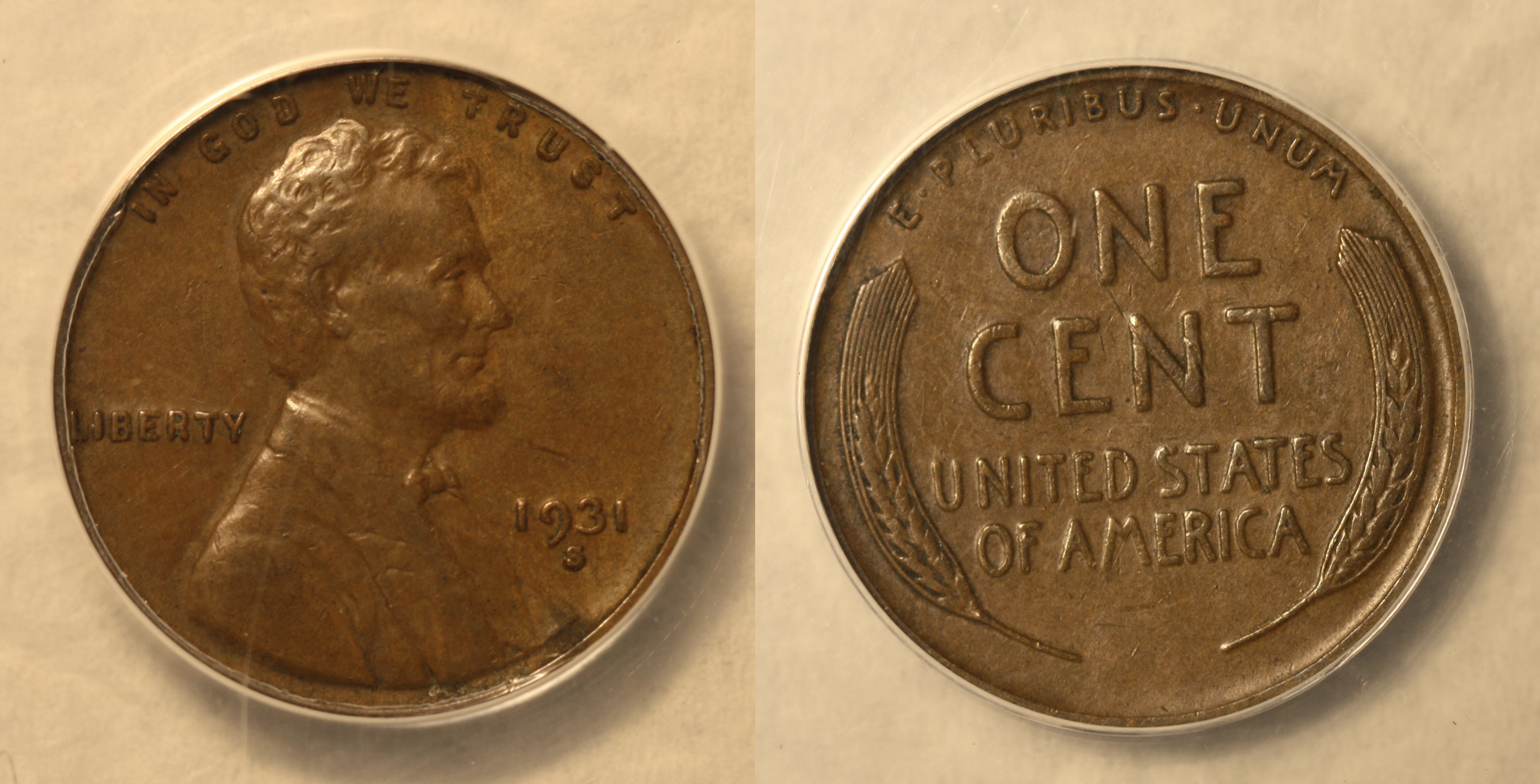1931-S Lincoln Cent ANACS EF-40 #a camera