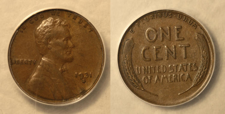 1931-S Lincoln Cent ANACS EF-40 #a camera small