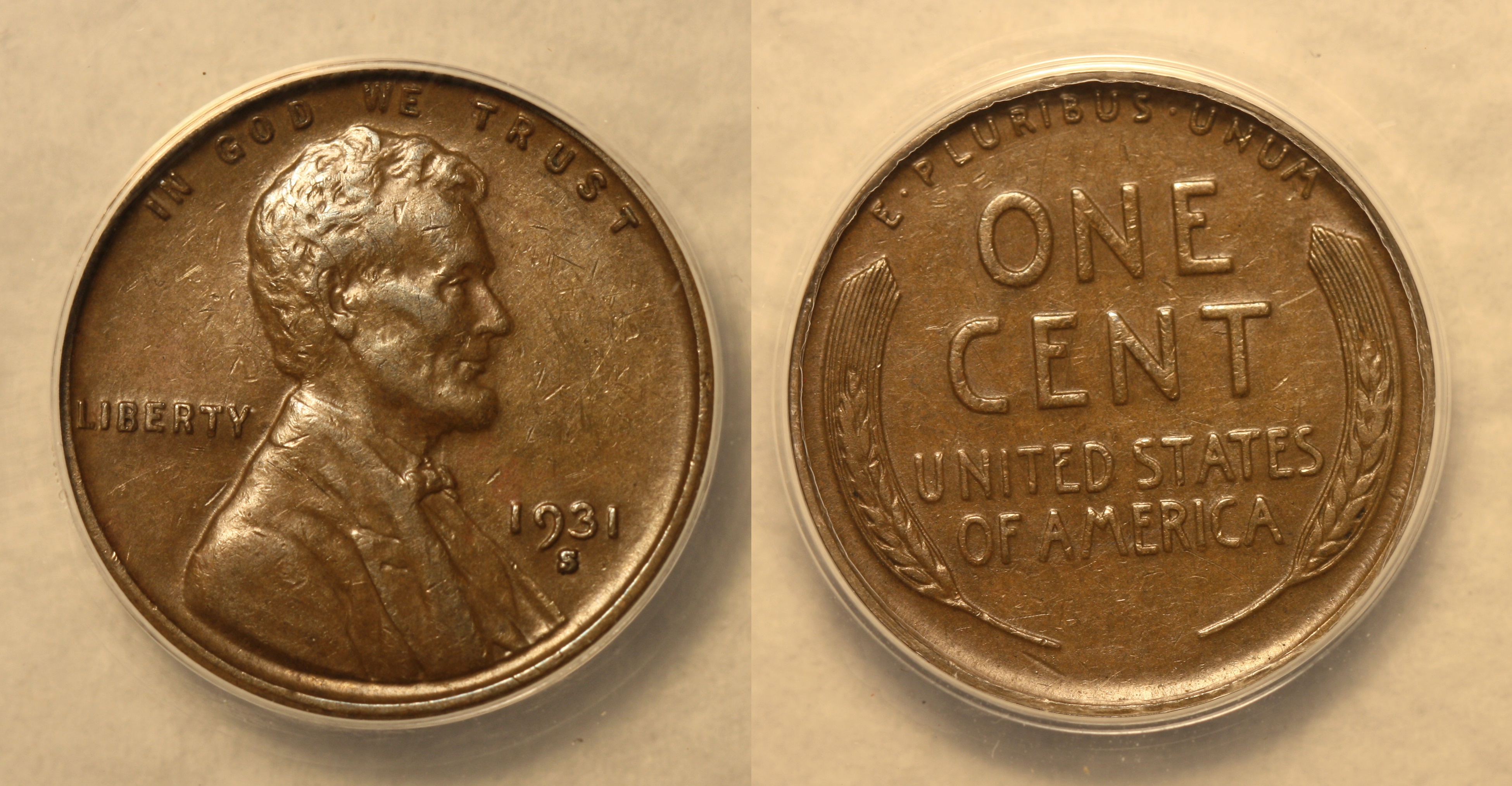 1931-S Lincoln Cent ANACS EF-40 camera