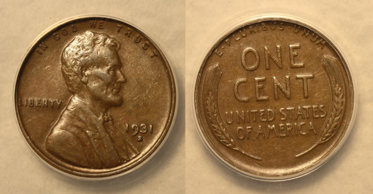 1931-S Lincoln Cent ANACS EF-40 camera small
