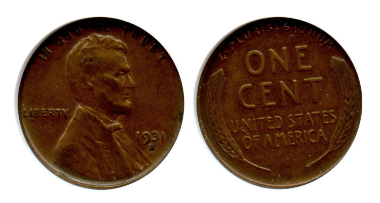 1931-S Lincoln Cent ANACS EF-45 small