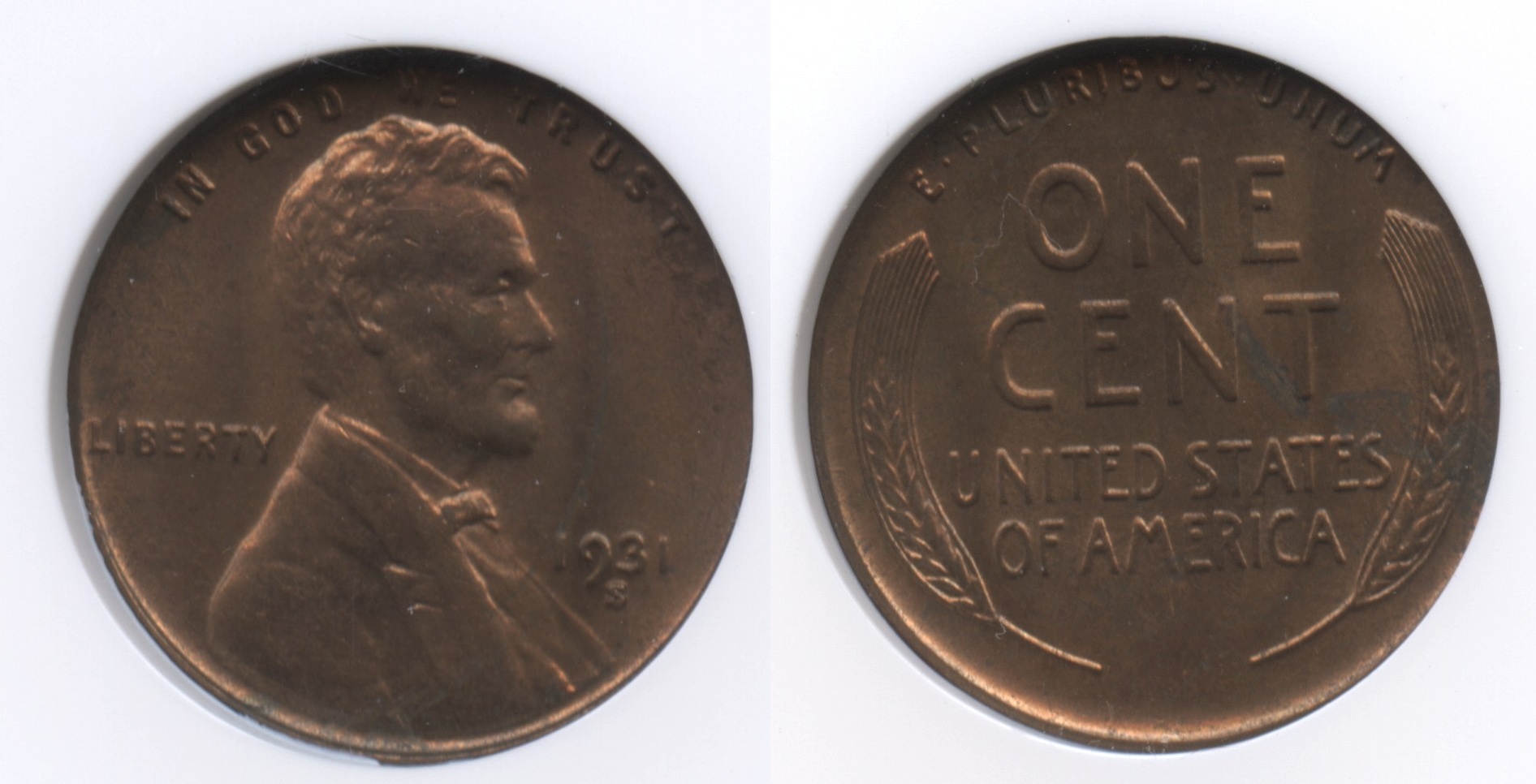 1931-S Lincoln Cent NGC MS-63 Red Brown