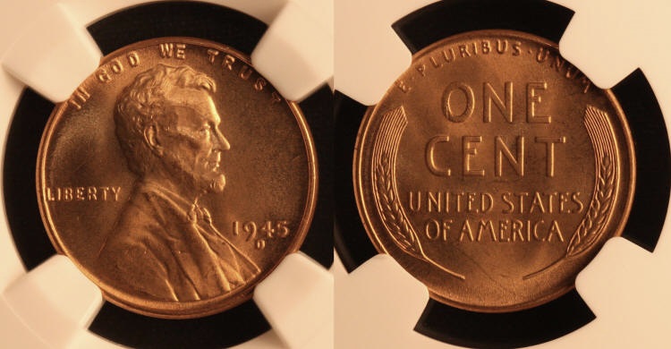 1945-D Lincoln Cent NGC MS-66 Red #d camera small