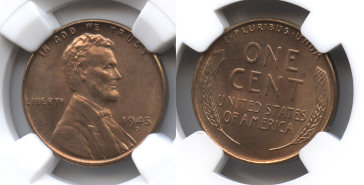 1945-D Lincoln Cent NGC MS-66 Red #e small