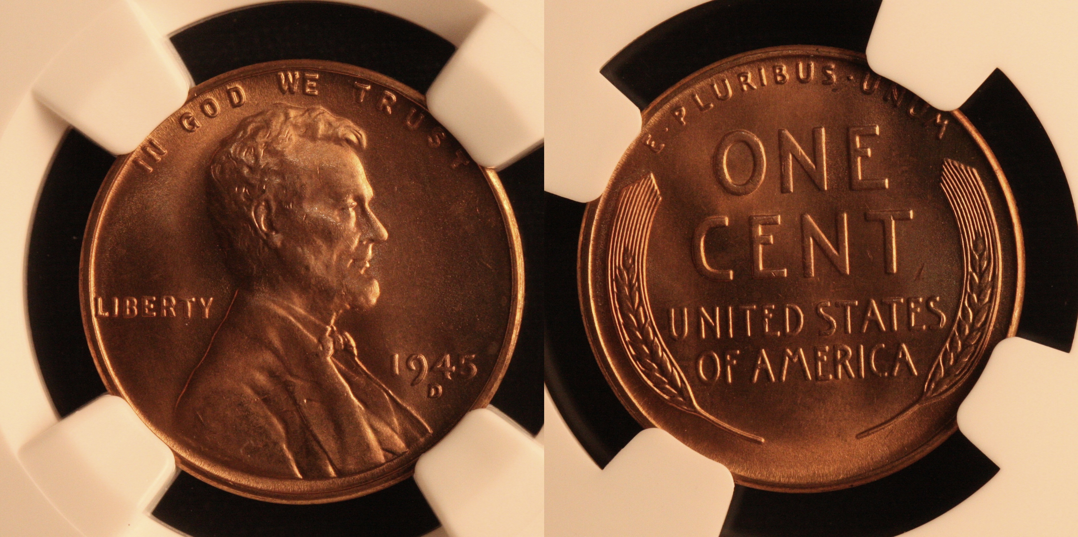 1945-D Lincoln Cent NGC MS-66 Red #f camera