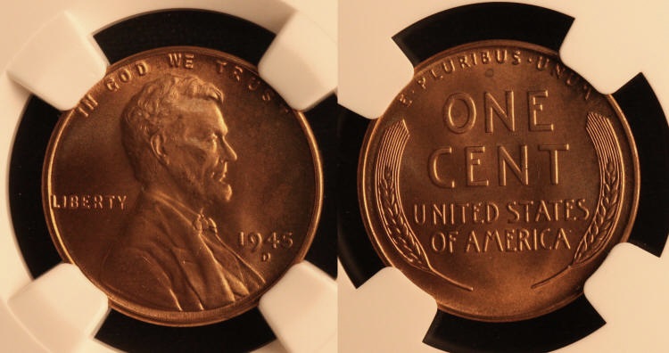 1945-D Lincoln Cent NGC MS-66 Red #h camera small