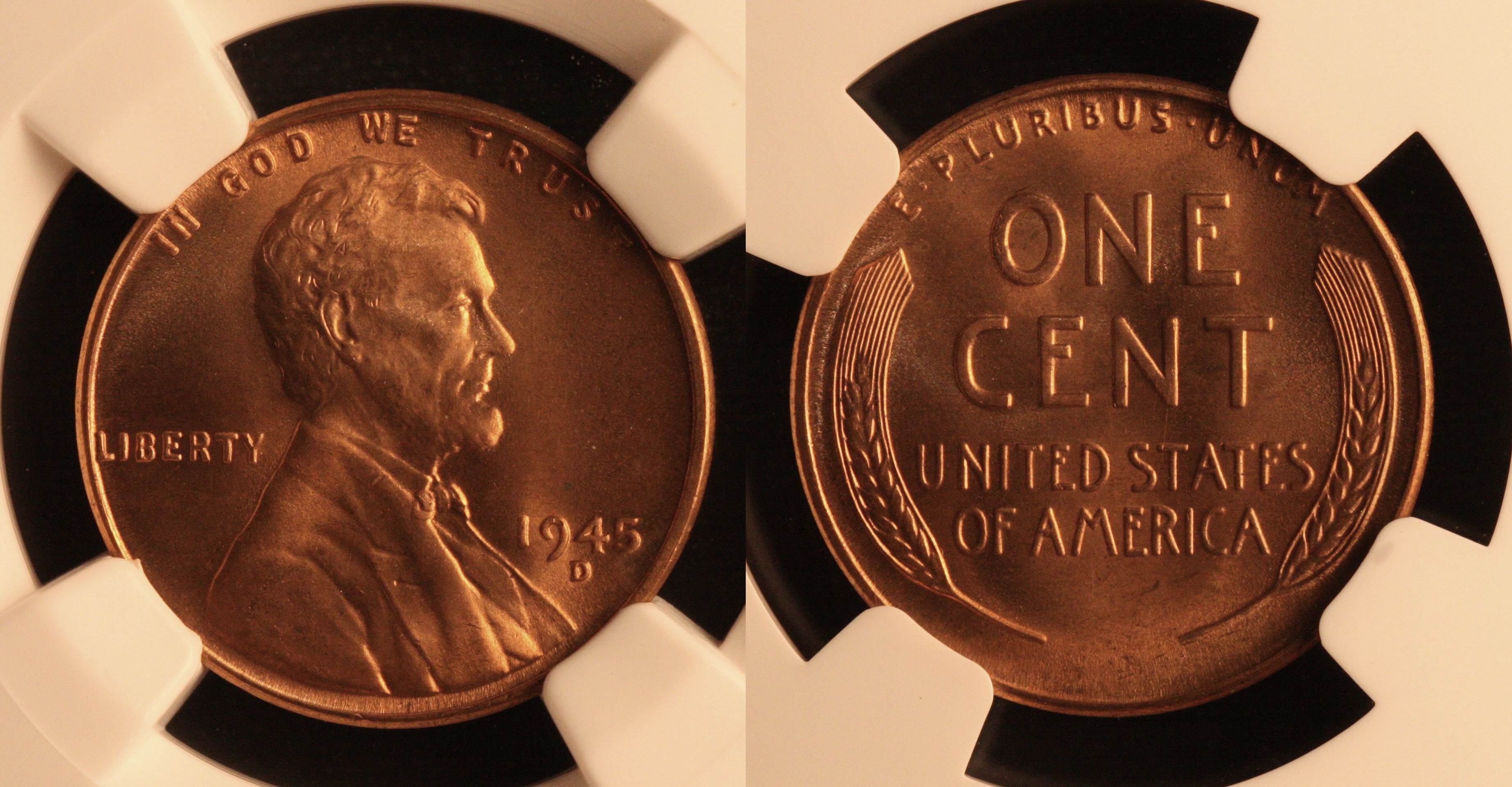 1945-D Lincoln Cent NGC MS-66 Red #i camera