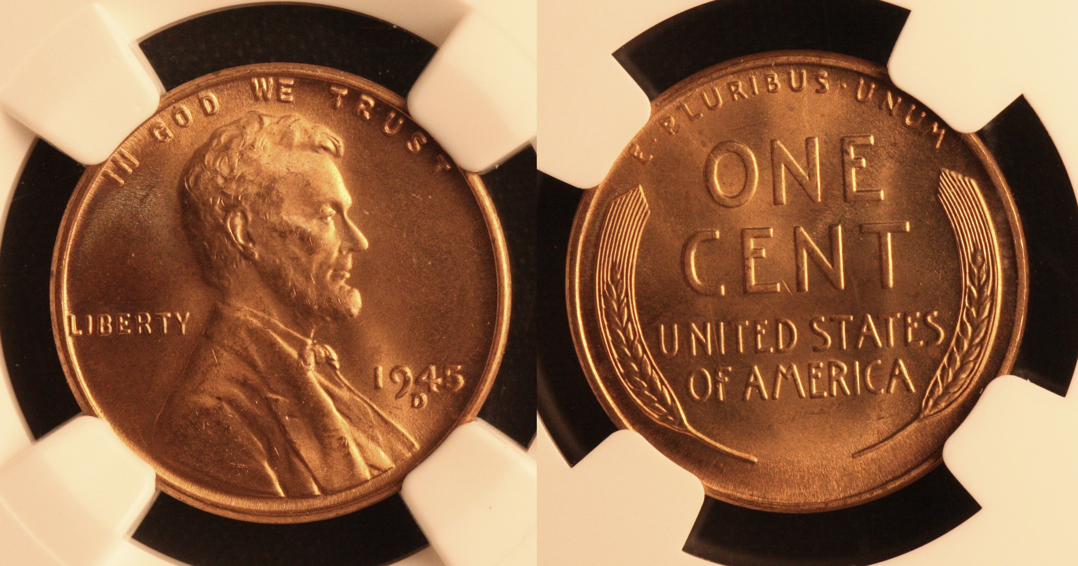 1945-D Lincoln Cent NGC MS-66 Red #n camera