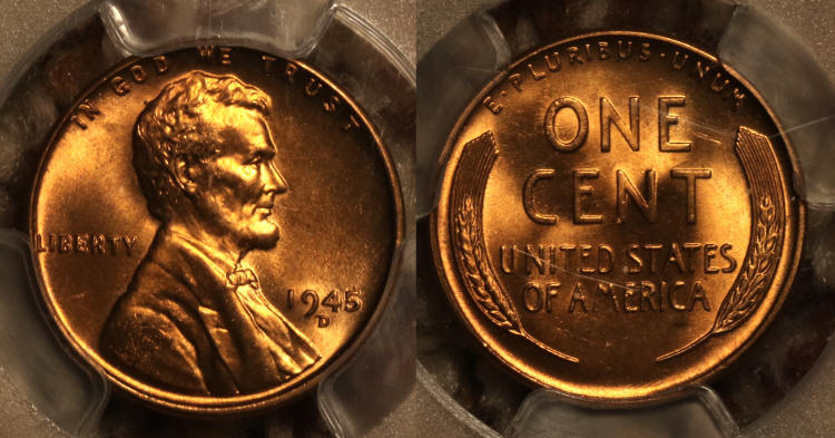 1945-D Lincoln Cent PCGS MS-66 Red camera small