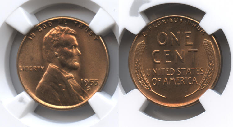1955-S Lincoln Cent NGC MS-66 Red #a small