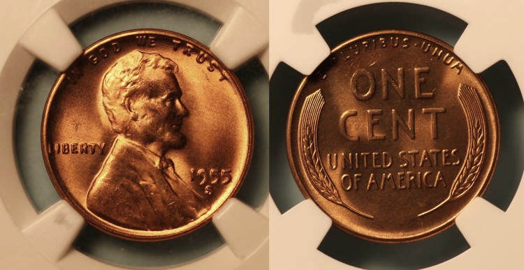 1955-S Lincoln Cent NGC MS-66 Red #a camera small