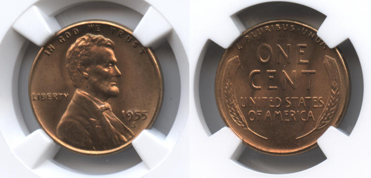 1955-S Lincoln Cent NGC MS-66 Red #b small