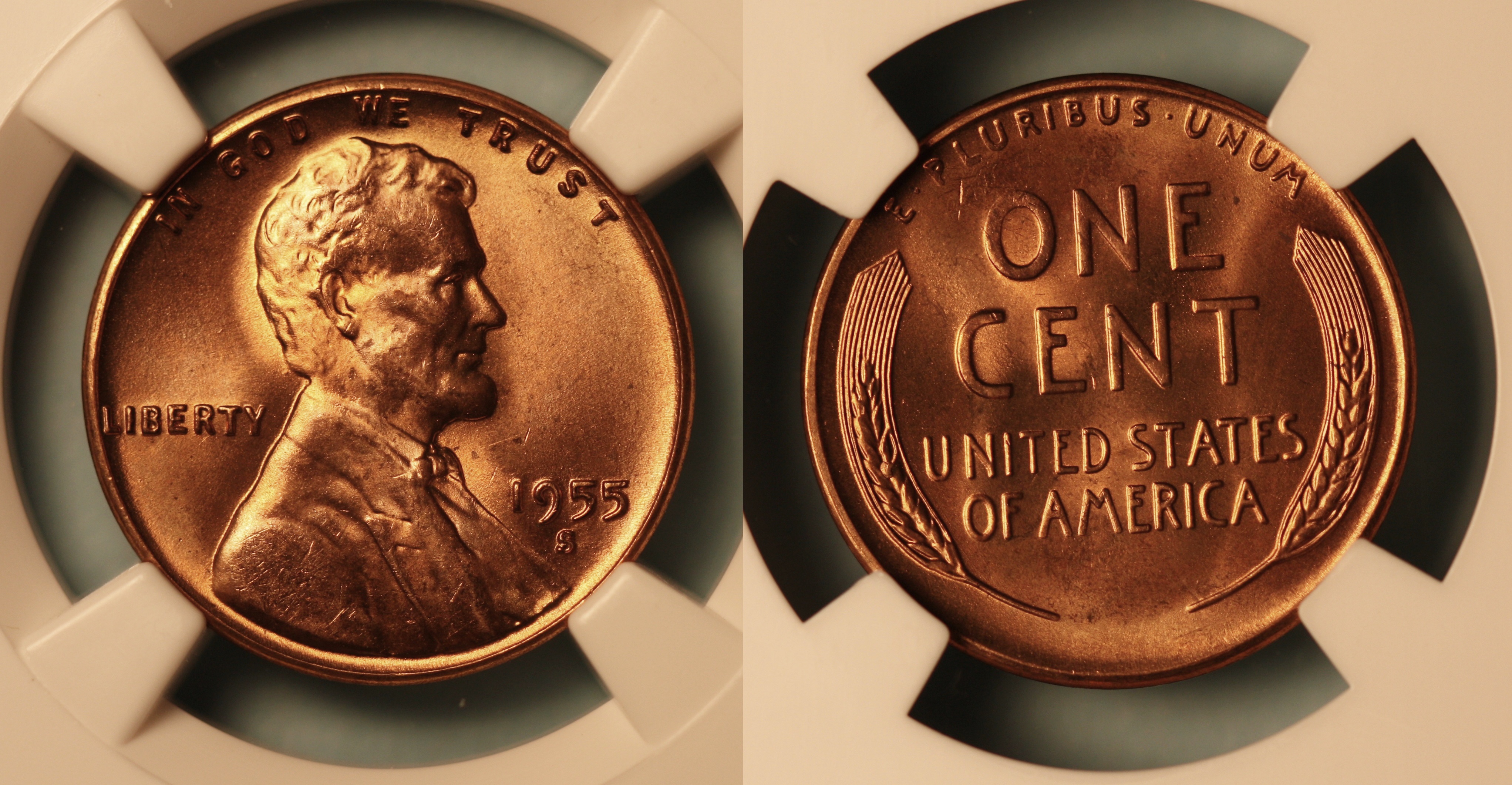 1955-S Lincoln Cent NGC MS-66 Red #b camera