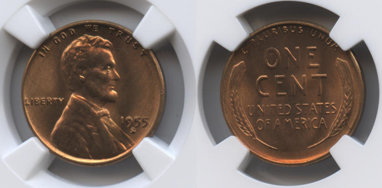 1955-S Lincoln Cent NGC MS-66 Red #e small
