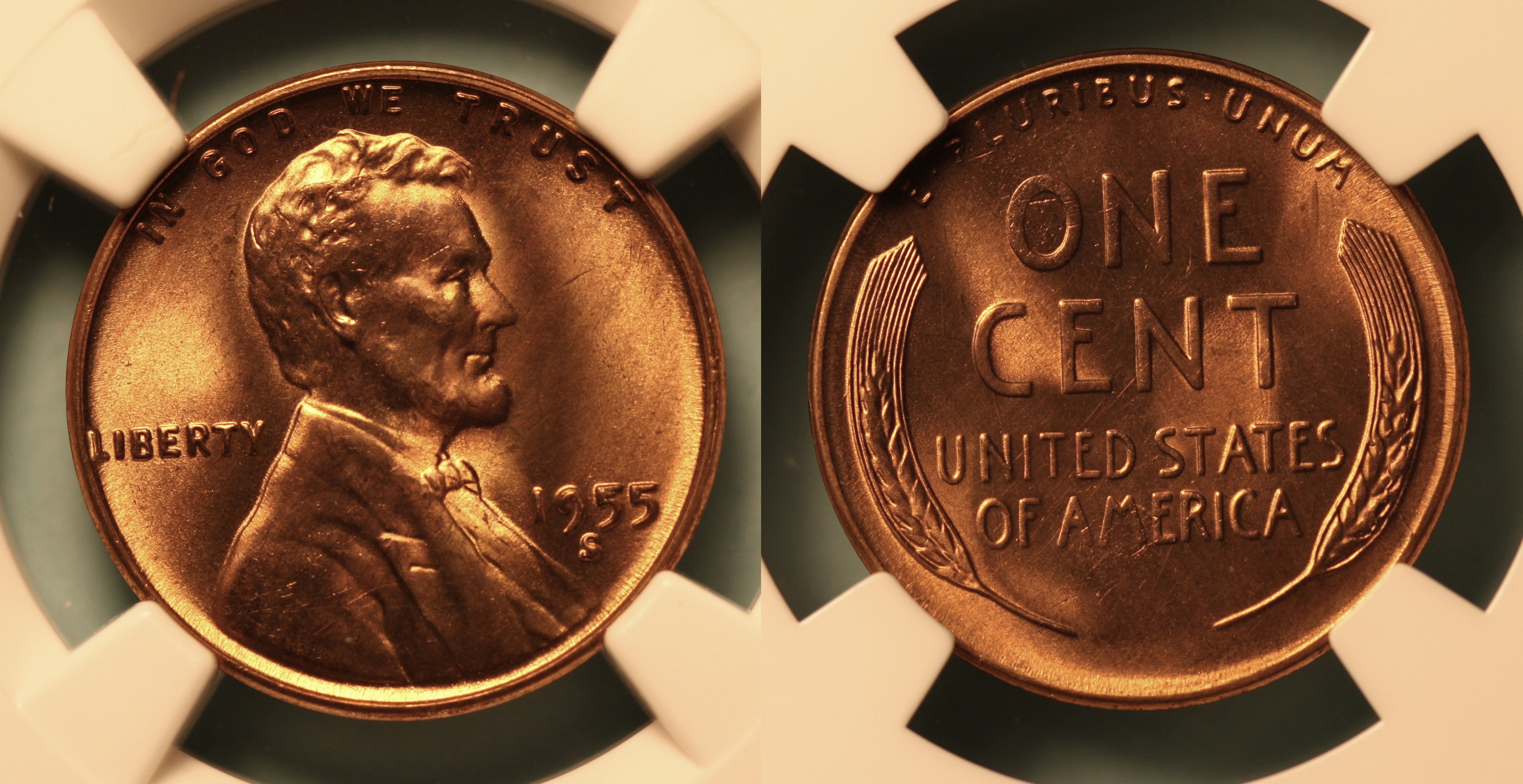 1955-S Lincoln Cent NGC MS-66 Red #e camera