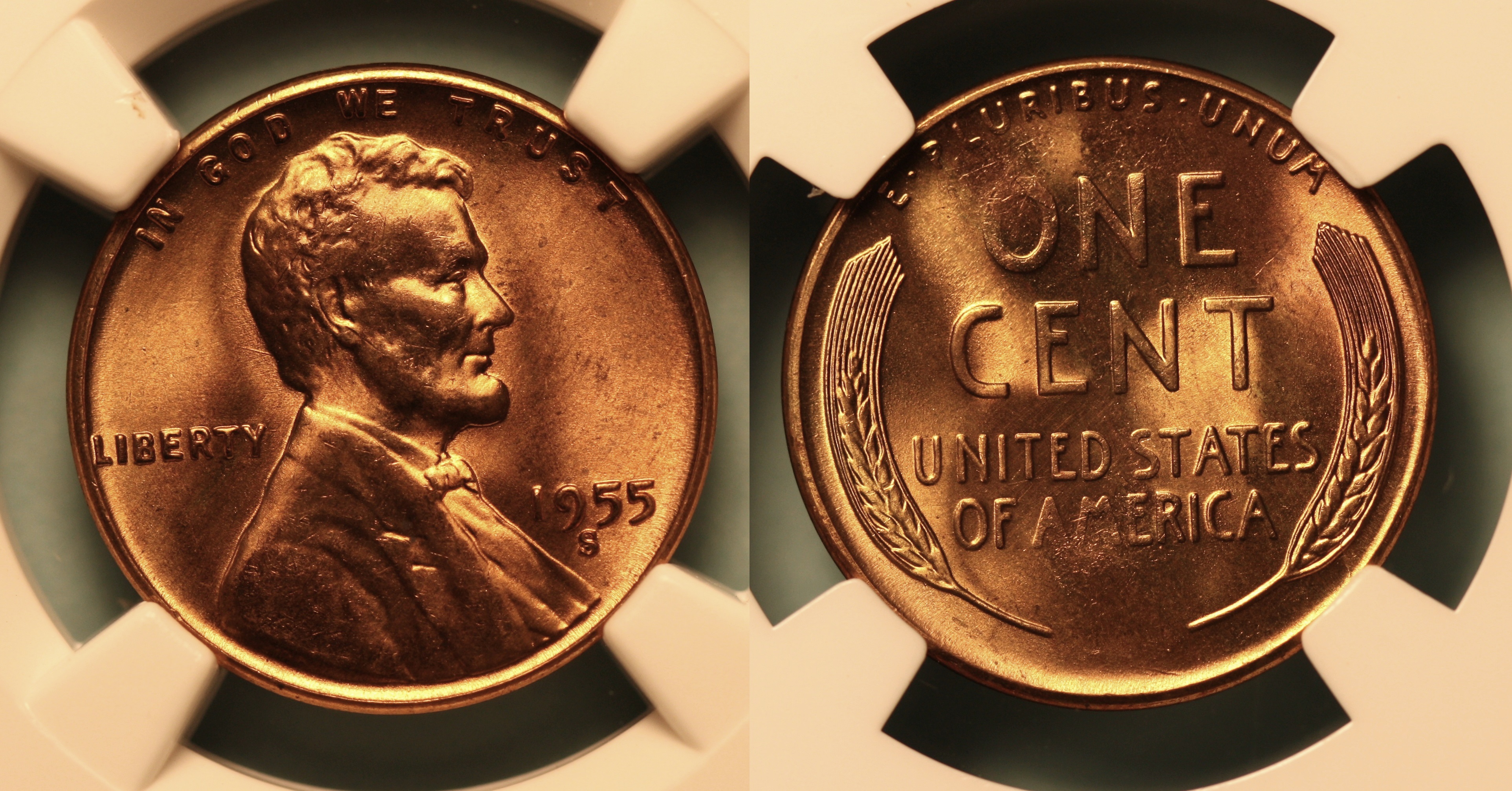 1955-S Lincoln Cent NGC MS-66 Red #h camera