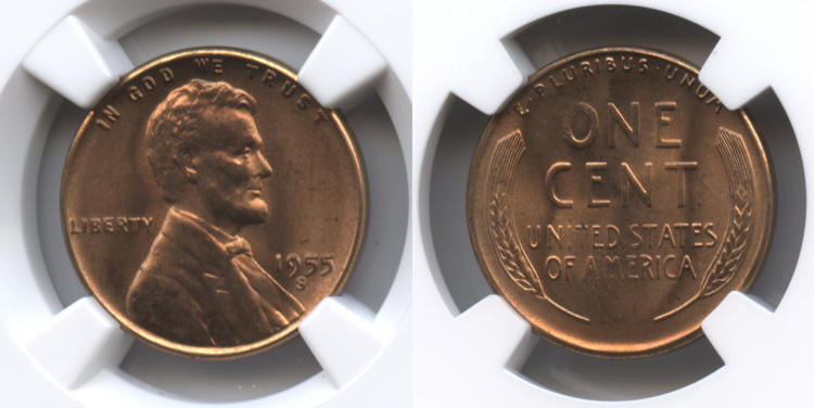 1955-S Lincoln Cent NGC MS-66 Red #i small