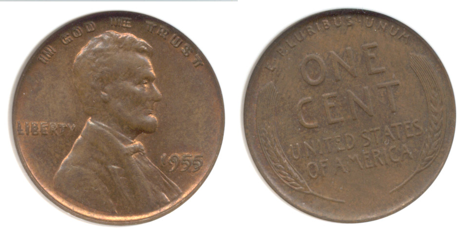 1955 Doubled Die Lincoln Cent ANACS MS-63 Red Brown