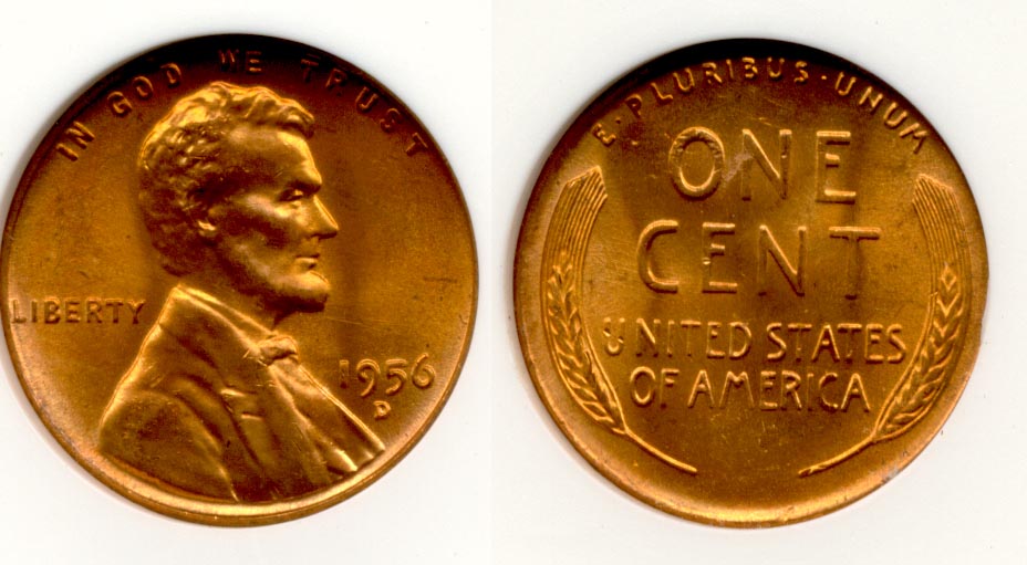 1956-D Lincoln Cent ANACS MS-66 Red