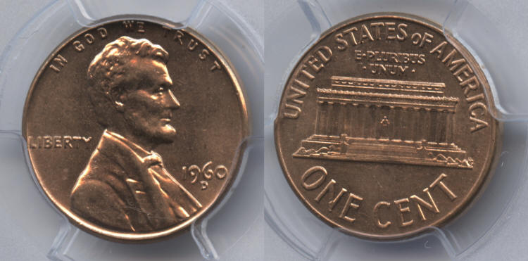 1960-D Small Date Lincoln Cent PCGS MS-63 Red #e small