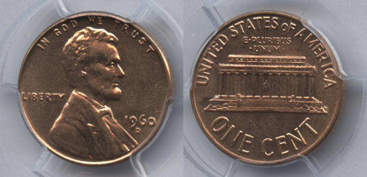 1960-D Small Date Lincoln Cent PCGS MS-63 Red #f small