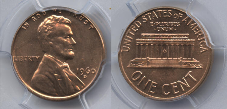 1960-D Small Date Lincoln Cent PCGS MS-64 Red #b small