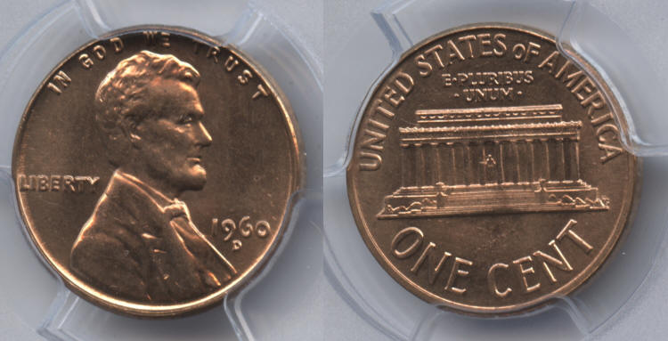 1960-D Small Date Lincoln Cent PCGS MS-65 Red #a small