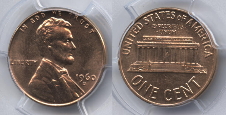 1960-D Small Date Lincoln Cent PCGS MS-65 Red #b small