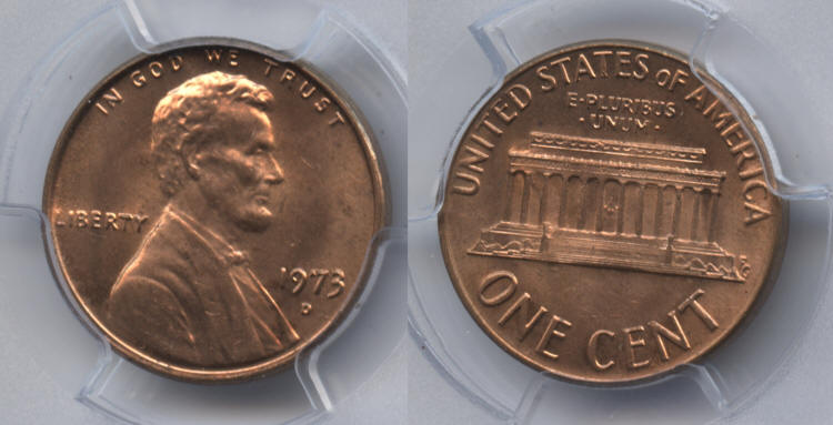 1973-D Lincoln Cent PCGS MS-65 Red small