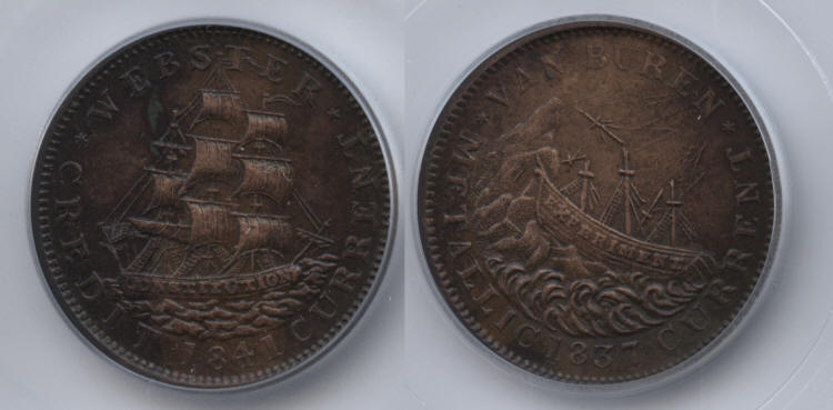 1841 HT-20 Hard Times Token ICG AU-55 Corroded small