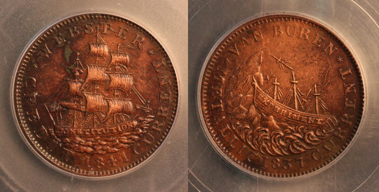 1841 HT-20 Hard Times Token ICG AU-55 Corroded camera small